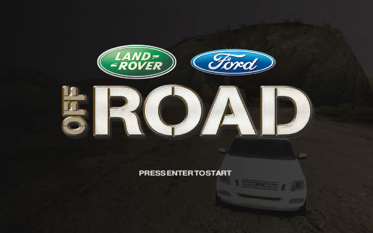 Ford Racing Off Road (Windows) screenshot: The title screen. Press "Enter" to go to the next screen.