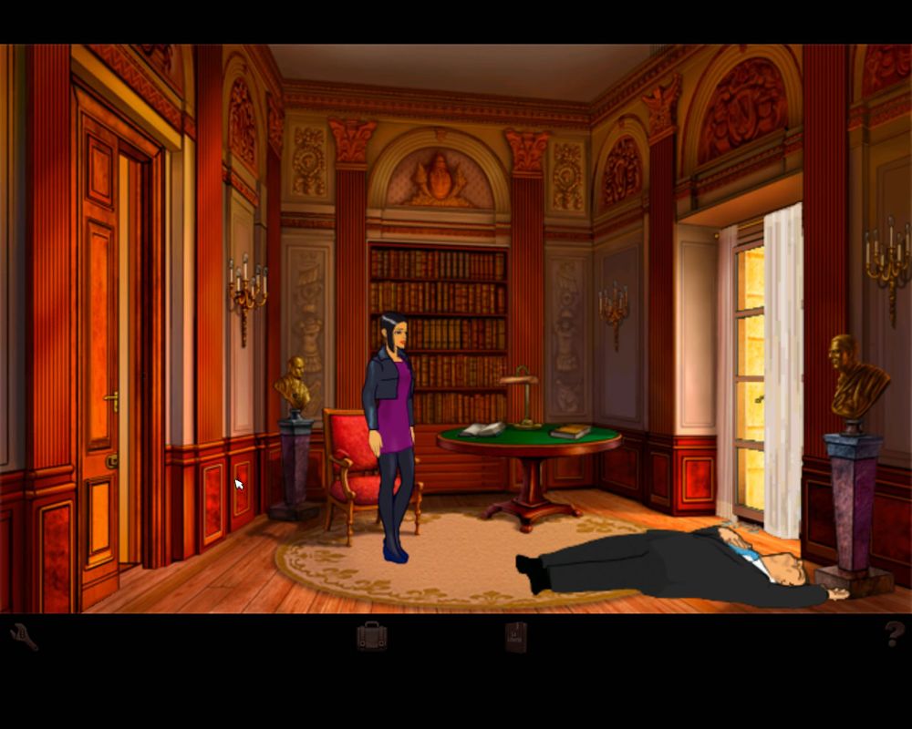 Broken Sword: Shadow of the Templars - The Director's Cut (Windows) screenshot: Examining the crime scene