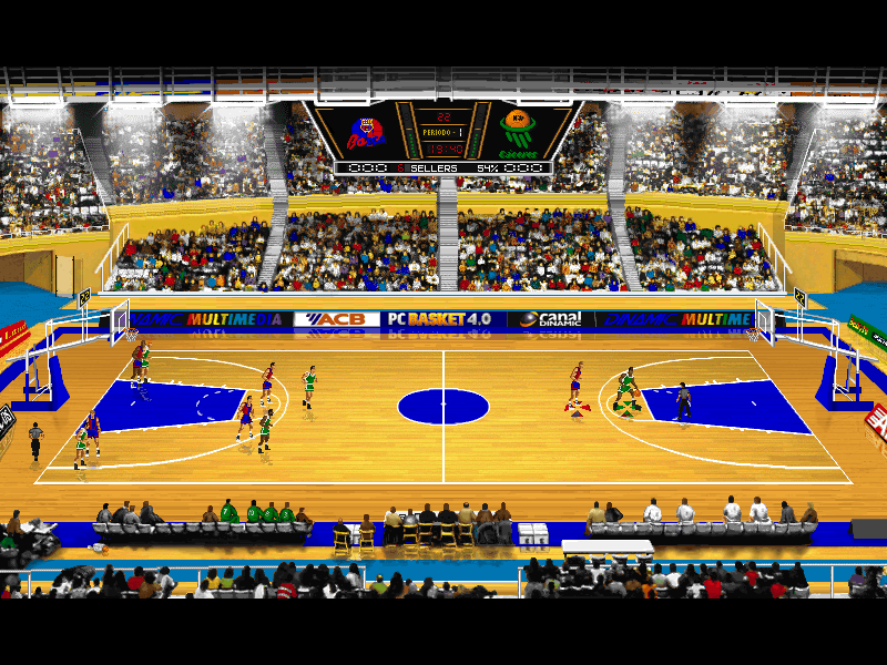 PC Basket 4.0 (DOS) screenshot: Don't let that guy score!