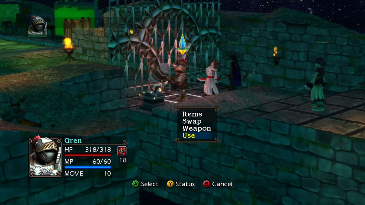 Vandal Hearts: Flames of Judgement (Xbox 360) screenshot: Gameplay also includes using objects around the environment to progress.