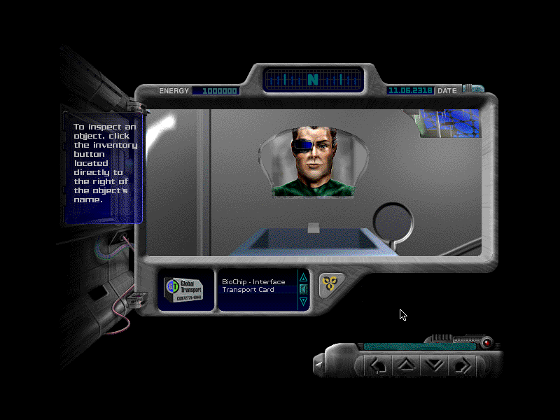 The Journeyman Project: Turbo! (Macintosh) screenshot: Looking in the mirror