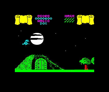 Cauldron (ZX Spectrum) screenshot: One of the buildings which contain the platform sections