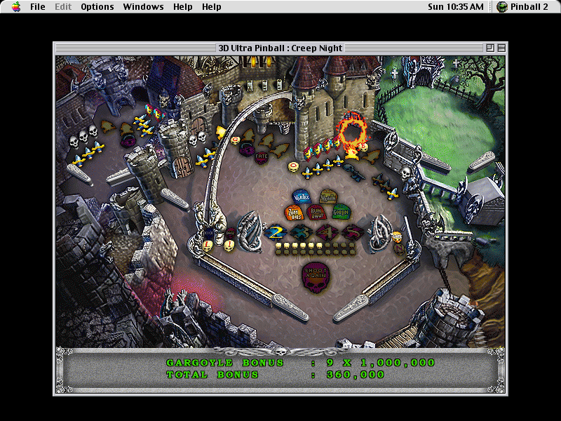 3-D Ultra Pinball: Creep Night (Macintosh) screenshot: Game start in window mode