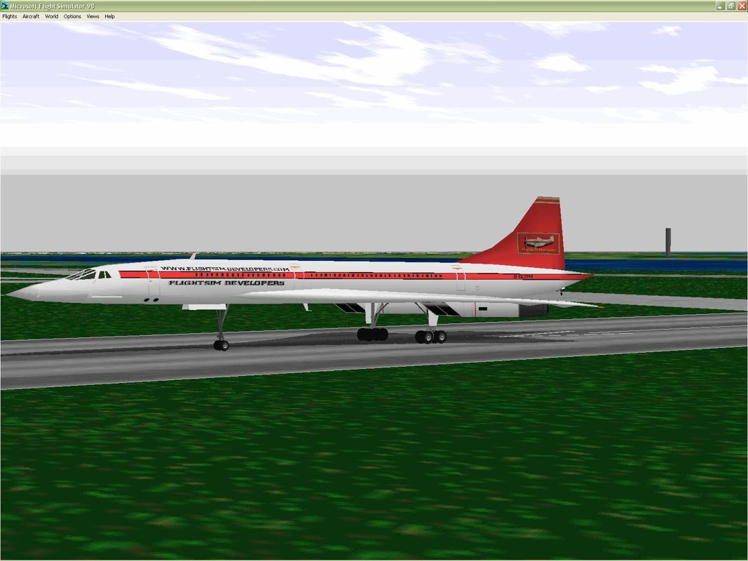 Concorde SST (Windows) screenshot: Concord in the developer's livery. This is the version used in the Training Flight adventure