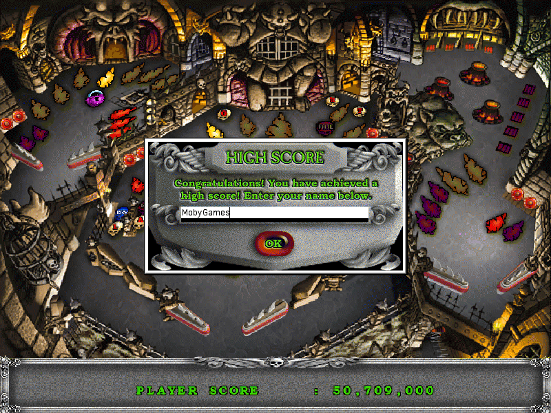 3-D Ultra Pinball: Creep Night (Macintosh) screenshot: High score for Dungeon level