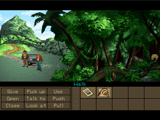 Indiana Jones and the Fate of Atlantis (Macintosh) screenshot: Entering the jungle