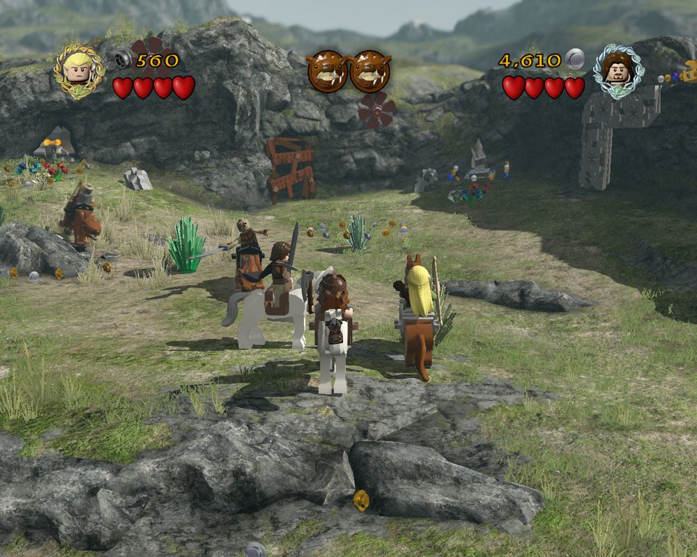 LEGO The Lord of the Rings (Windows) screenshot: Battle against wargs. You can ride horses here or even capture and ride the wargs themselves