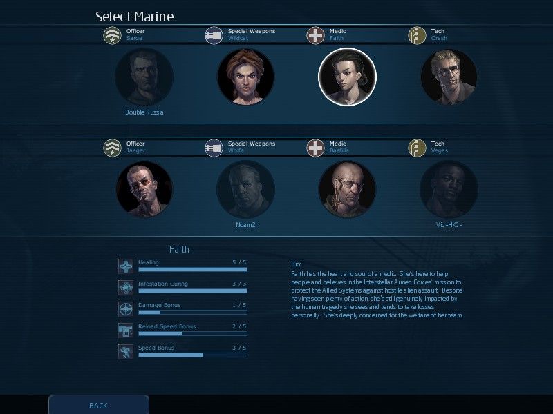 Alien Swarm (Windows) screenshot: Choosing a character
