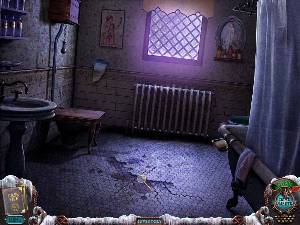 Mystery Case Files: Dire Grove (Windows) screenshot: What's with the floor of this bathroom?