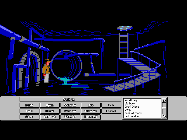 Indiana Jones and the Last Crusade: The Graphic Adventure (Macintosh) screenshot: Thank goodness a way to the surface