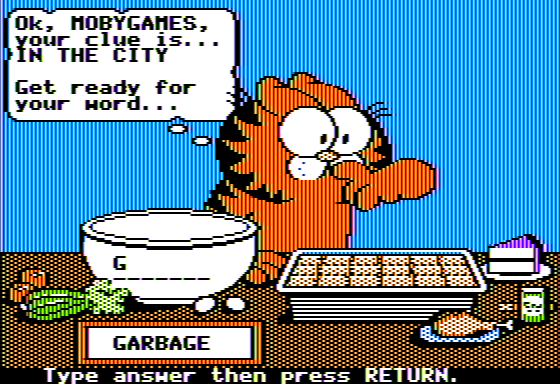 Garfield: Eat Your Words (Apple II) screenshot: I Admit, I Cheated