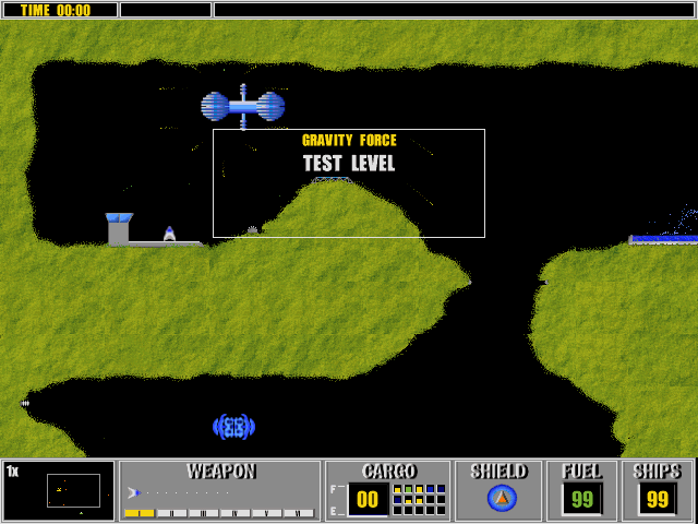 Gravity Force (DOS) screenshot: Testing a level in practice mode
