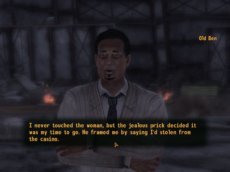 Fallout: New Vegas (Windows) screenshot: NPC dialogues are varied and lively. They will share personal experiences and tell you stories