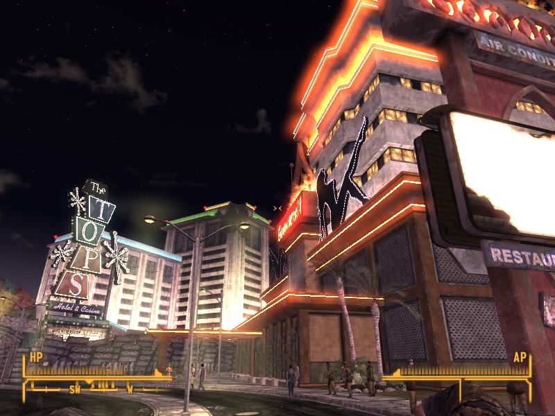 Fallout: New Vegas (Windows) screenshot: Oh wow. This is the famed Las Vegas Strip. The view is incredible