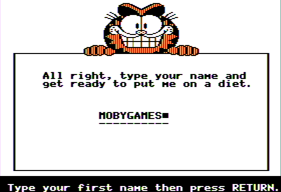 Garfield: Eat Your Words (Apple II) screenshot: Name Selection