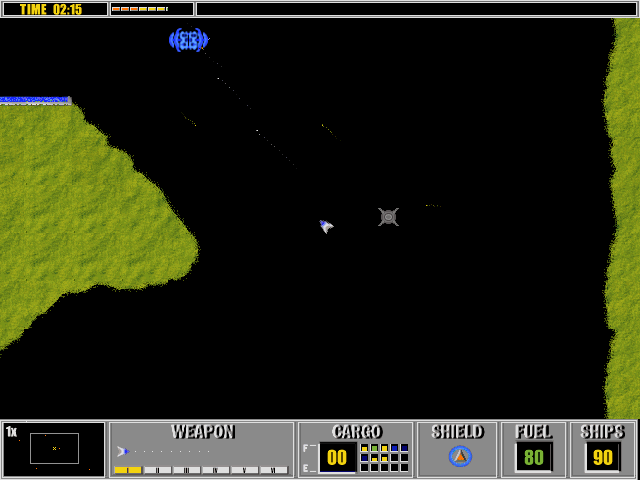 Gravity Force (DOS) screenshot: Trying to shoot an enemy