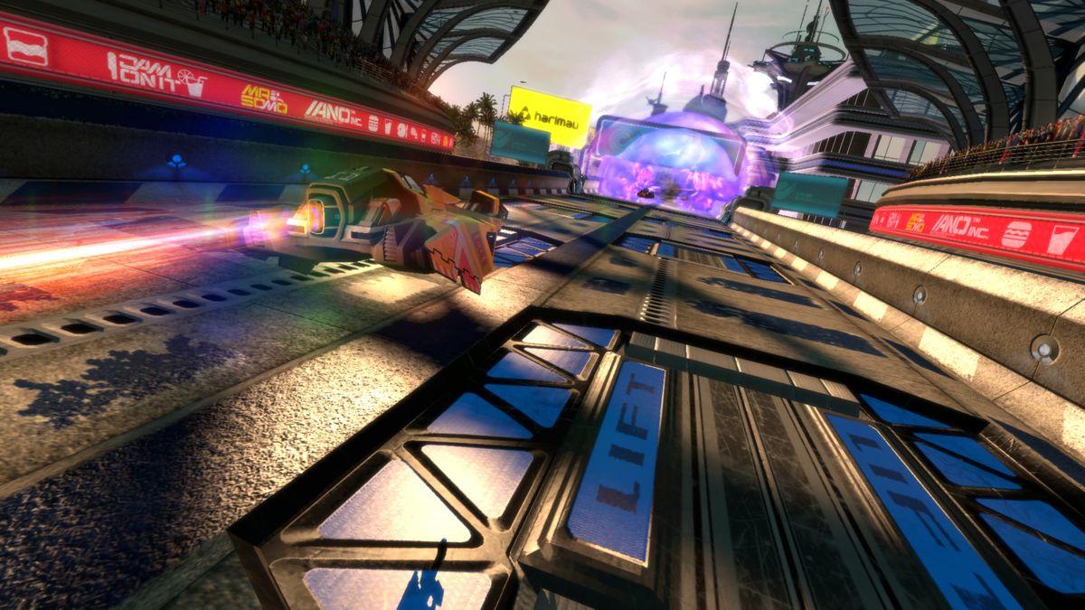 WipEout HD (PlayStation 3) screenshot: Hot action ahead (Vineta K).