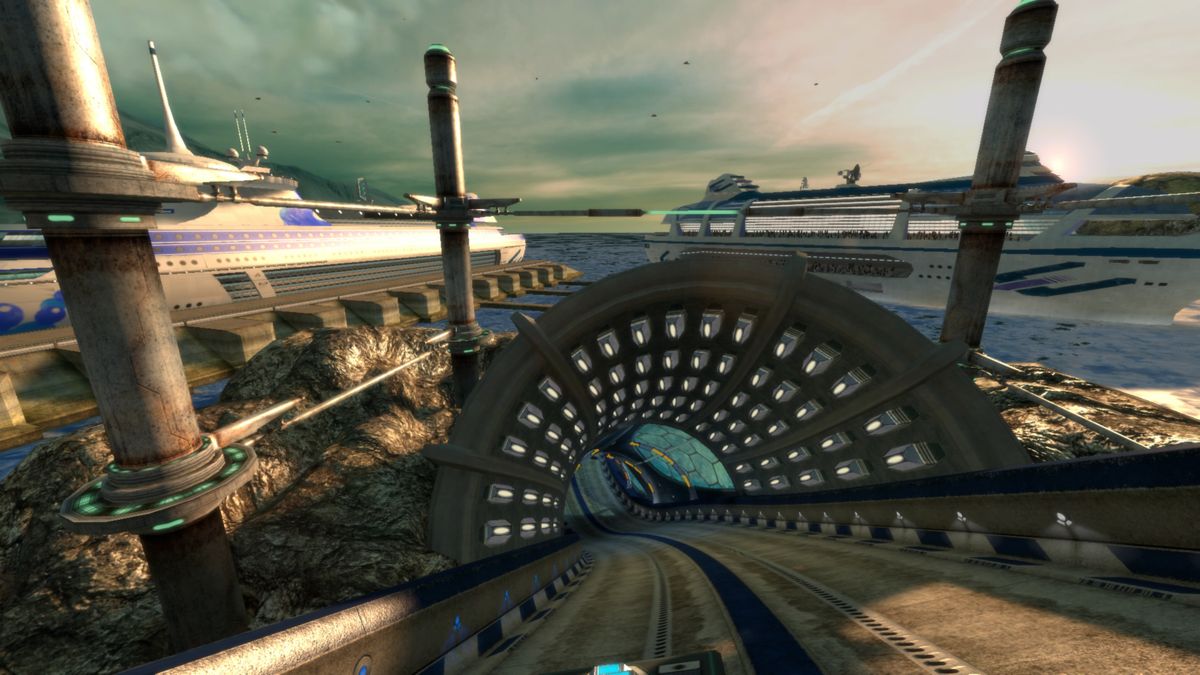 WipEout HD (PlayStation 3) screenshot: Nice marina (Vineta K).