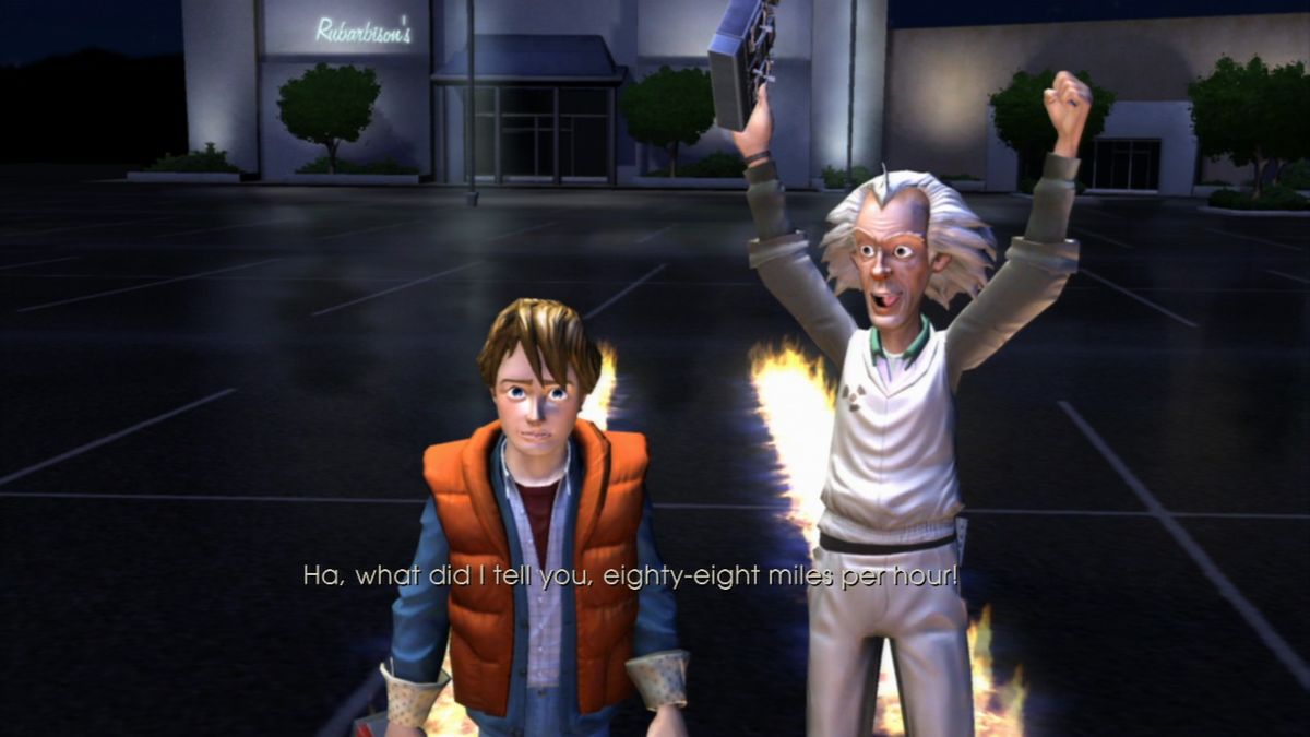 Back to the Future: The Game (PlayStation 3) screenshot: Episode 1 - Doc is as enthusiastic about his experiments as ever.