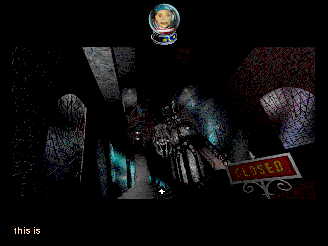 The Residents' Bad Day on the Midway (Macintosh) screenshot: Spooky inside and it might be closed