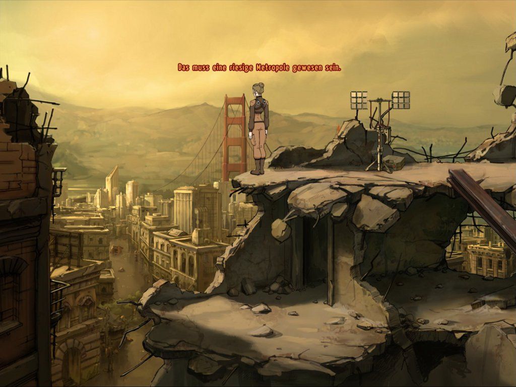 A New Beginning (Windows) screenshot: View over postapocalyptic San Fransisco