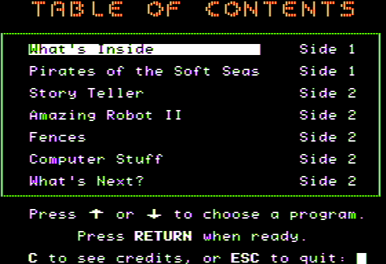 Microzine #5 (Apple II) screenshot: Main Menu