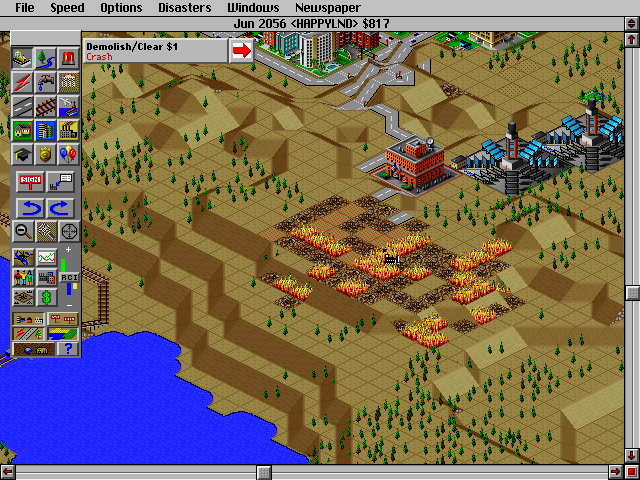 SimCity 2000 (DOS) screenshot: Clean after fire