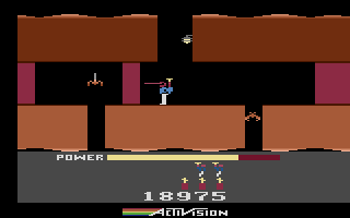 H.E.R.O. (Atari 2600) screenshot: Blasting through a wall with your laser