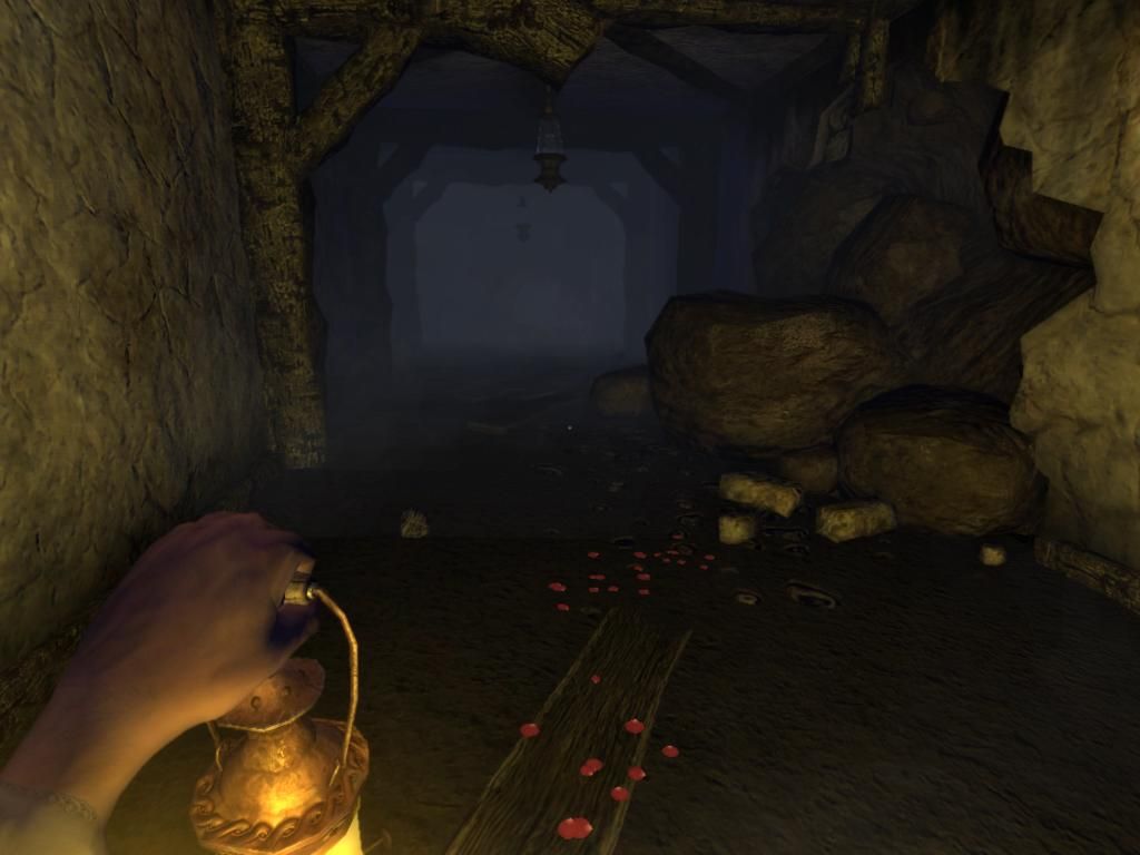 Amnesia: The Dark Descent (Windows) screenshot: Following a trail of some reddish goo... maybe blood?