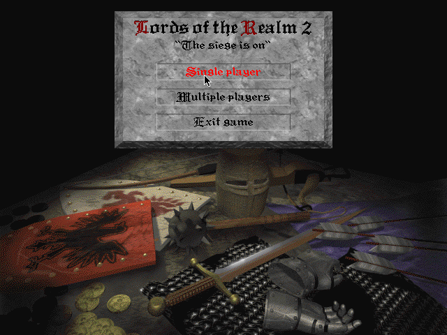 Lords of the Realm II (Macintosh) screenshot: Single or Multiplayer