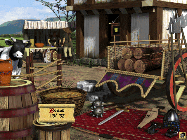 Lords of the Realm II (Macintosh) screenshot: The trading post and market for raw supplies