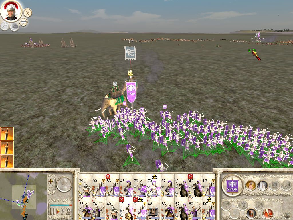 Rome: Total War (Windows) screenshot: Nec elephant "Hercules" versus Romania plures. :D