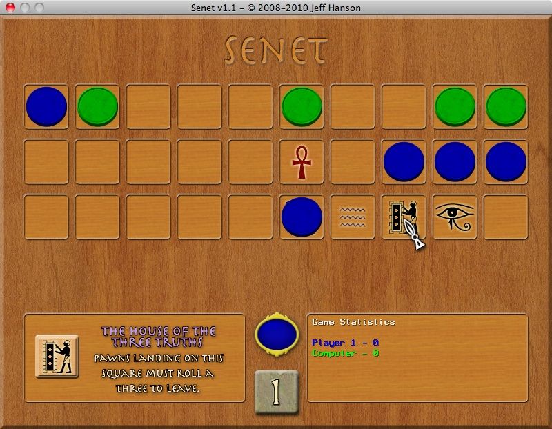 Senet (Macintosh) screenshot: A shot of the game in action