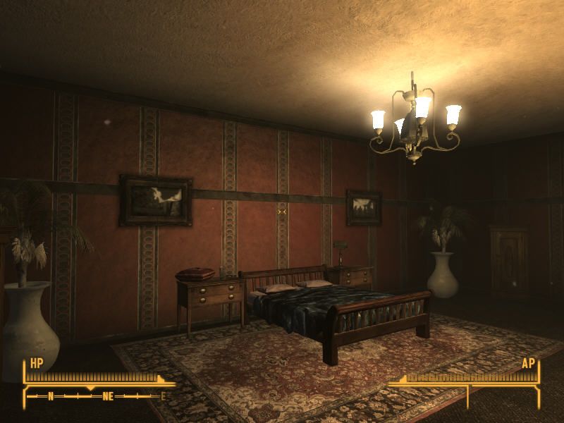 Fallout: New Vegas (Windows) screenshot: Presidential suite. Compare that to the small-town motel you've been to earlier...