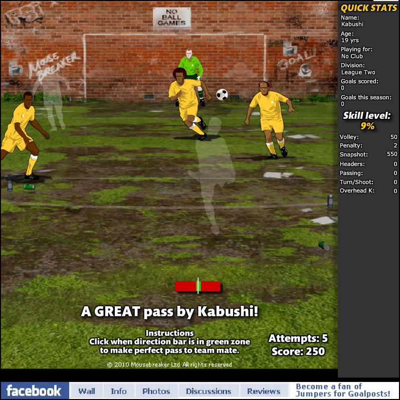 Jumpers for Goalposts 3 (Browser) screenshot: Passing