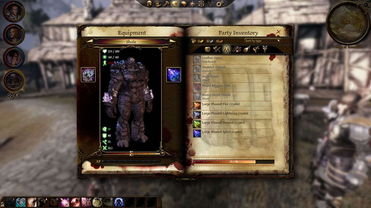 Dragon Age: Origins - The Stone Prisoner (Windows) screenshot: Shale doesn't use regular weapons and armor but special crystals