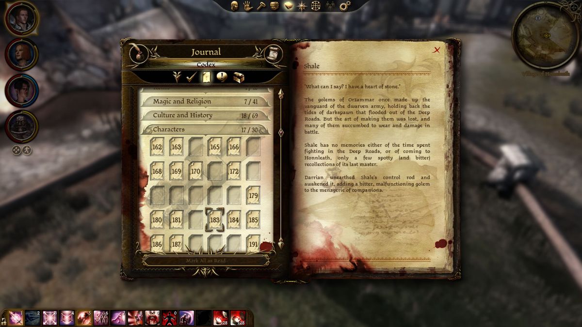 Dragon Age: Origins - The Stone Prisoner (Windows) screenshot: A journal entry about the new companion