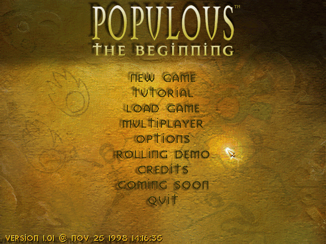 Populous: The Beginning (Windows) screenshot: Main Menu