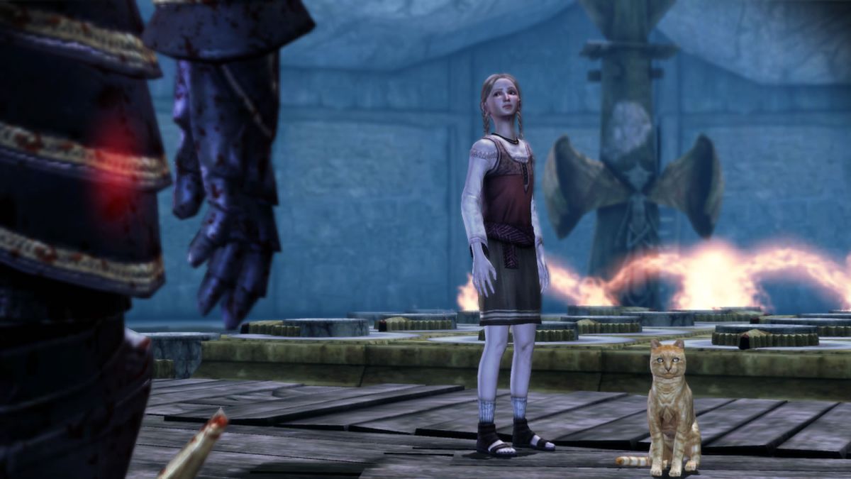 Dragon Age: Origins - The Stone Prisoner (Windows) screenshot: The hero meets a little girl...
