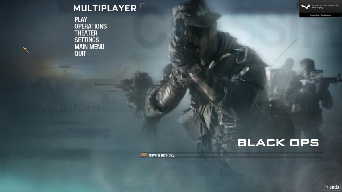 Call of Duty: Black Ops (Windows) screenshot: The main multiplayer menu.