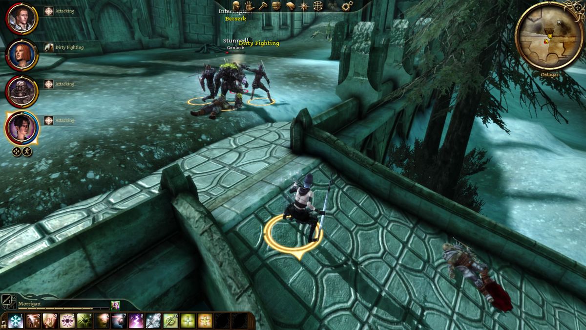 Dragon Age: Origins - Return to Ostagar (Windows) screenshot: Fighting more Darkspawn on the bridge