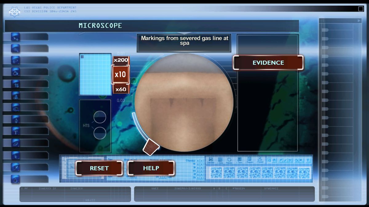 CSI: Crime Scene Investigation - Fatal Conspiracy (Windows) screenshot: Investigating trace evidence under the microscope