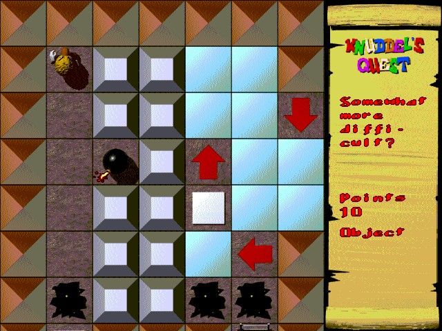 Knuddel's Quest (Windows) screenshot: Still trapped - but he's got another bomb which has been cunningly planted to dispose of that grey block