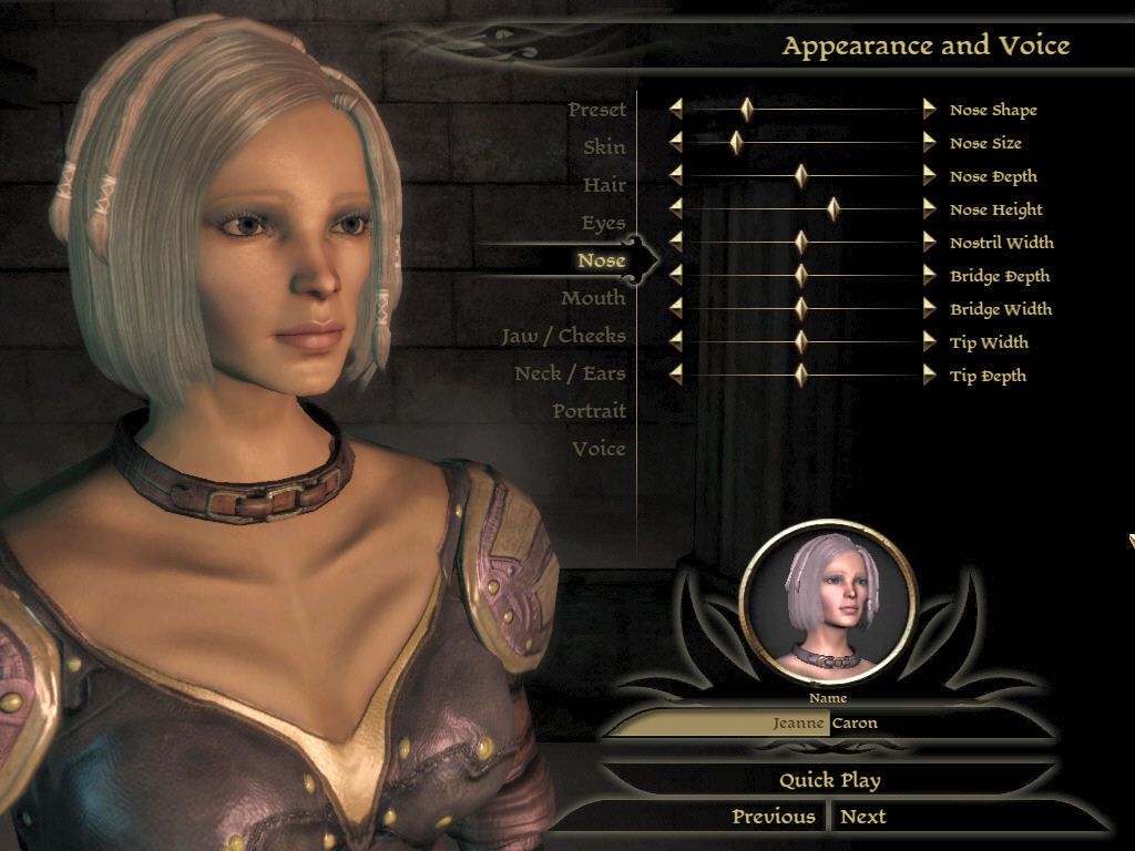 Dragon Age: Origins - Witch Hunt (Windows) screenshot: Changing the look of my character