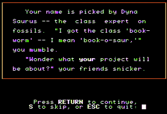 Microzine #6 (Apple II) screenshot: Fossils Alive! - Matched with Dyna Saurus