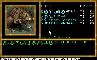 Buck Rogers: Matrix Cubed (DOS) screenshot: Giant rodents attack!