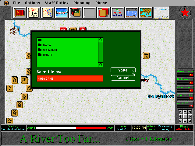 World at War: Volume II - Stalingrad (DOS) screenshot: Turn 1 complete - game save