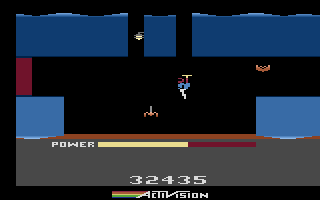 H.E.R.O. (Atari 2600) screenshot: Hovering above some dangerous lava!