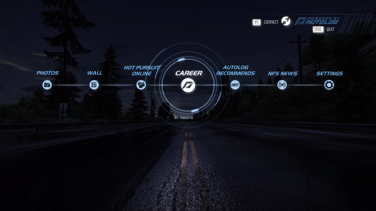 Need for Speed: Hot Pursuit (Windows) screenshot: Main menu.