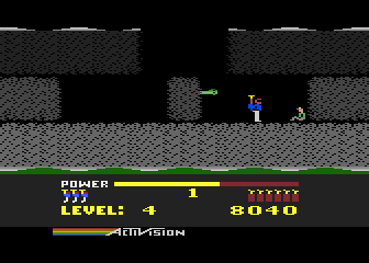 H.E.R.O. (Atari 5200) screenshot: Located one of the trapped miners